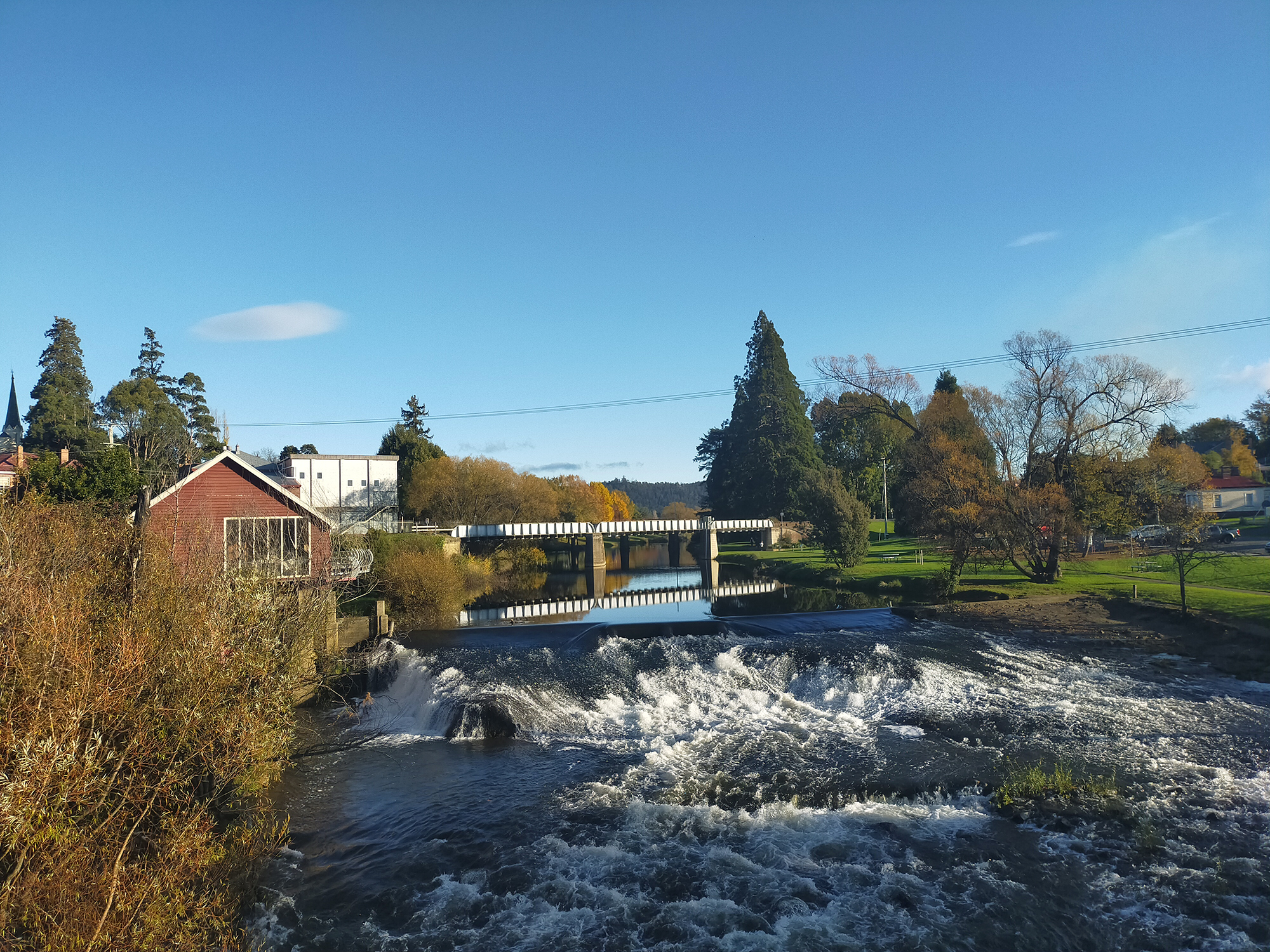 The weir at the rapids on the Meander River at Deloraine